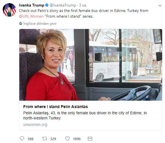 Ivanka’dan şoför Pelin paylaşımı