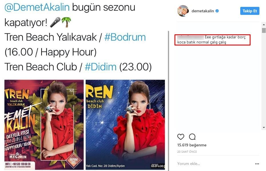 Demet Akalın takipçisine bela okudu