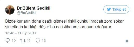 Doların düşmesini istemeyen danışman, Bülent Gedikli