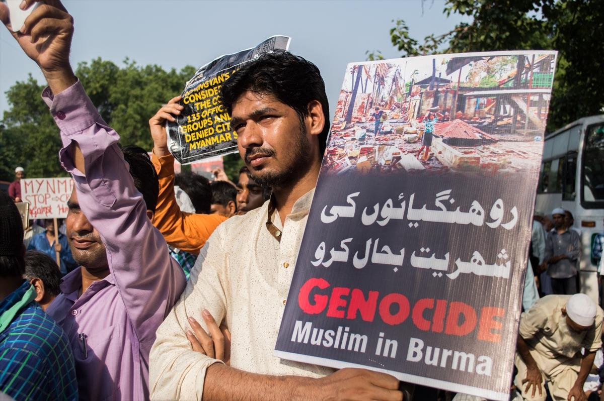 Hindistan'da Myanmar protestosu