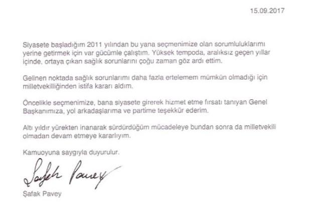 Şafak Pavey'den milletvekilliğinden istifa kararı