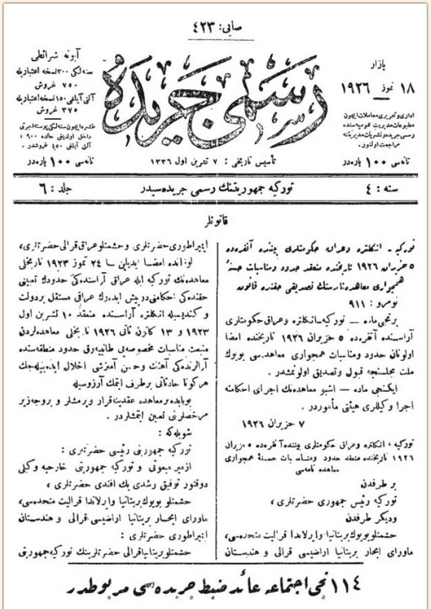 1926 Ankara Anlaşması ve Lozan Anlaşması'ndaki maddeler