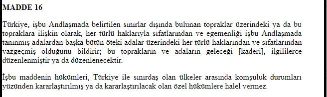 1926 Ankara Anlaşması ve Lozan Anlaşması'ndaki maddeler