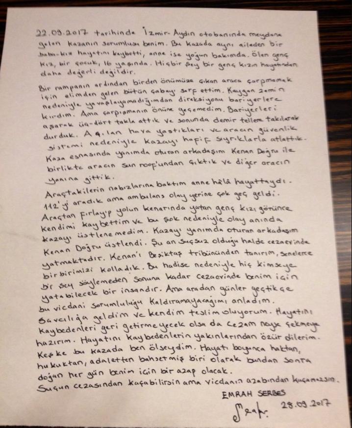 Emrah Serbes yaptığı kazayı itiraf etti