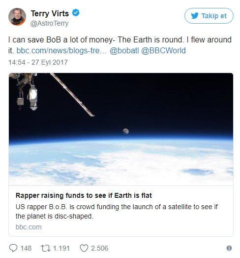 'Dünya Düzdür' diyen rapçiye astronotlardan yanıt