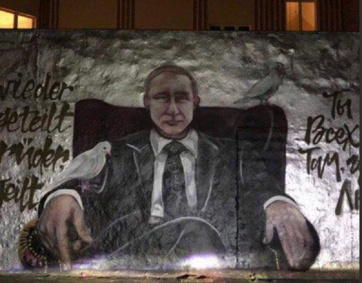 Barselona'da Putin graffitisi