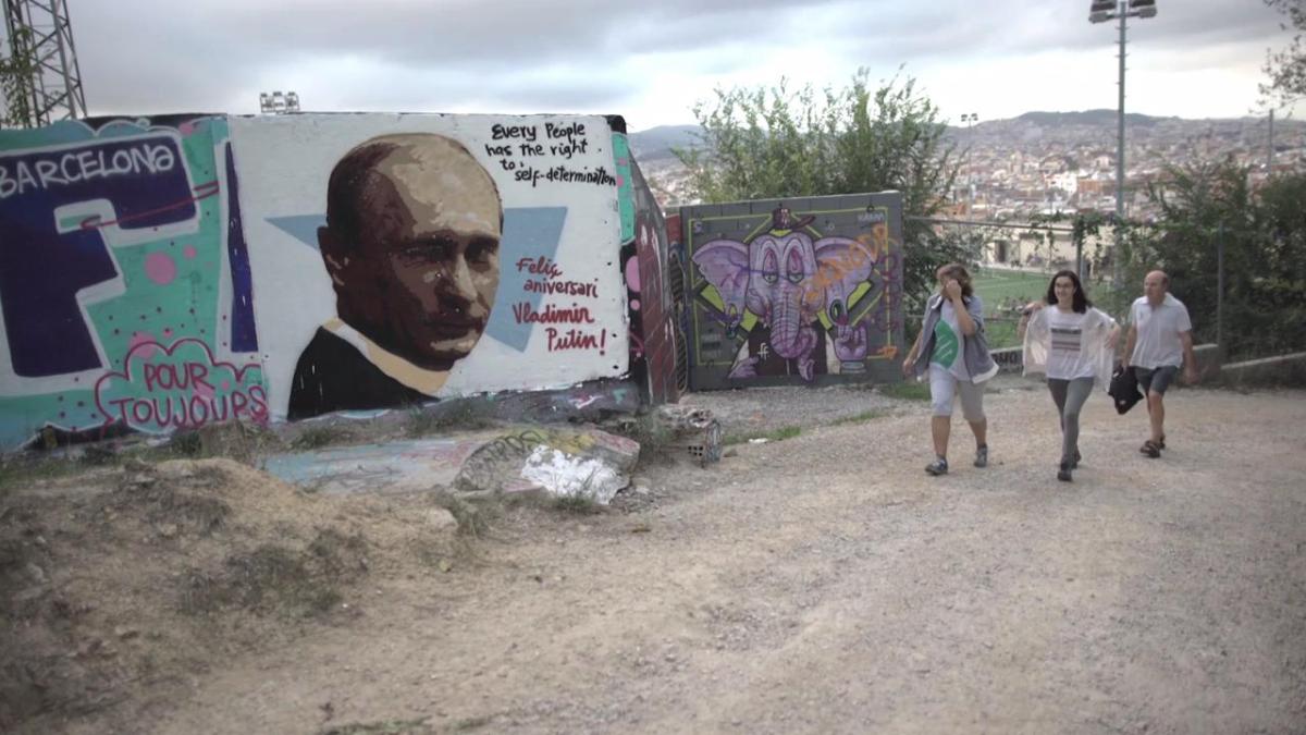 Barselona'da Putin graffitisi
