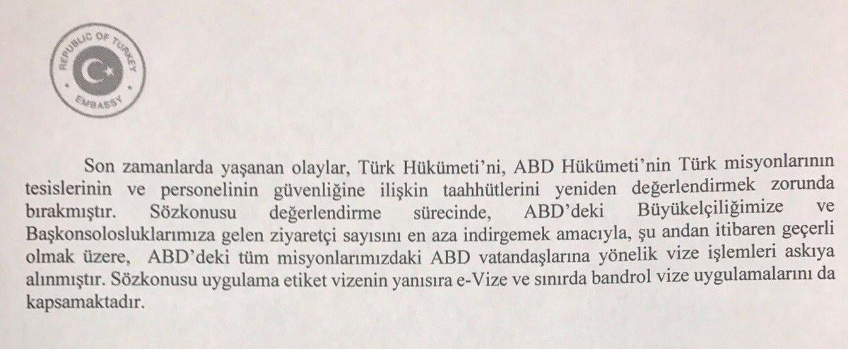 Türkiye'den ABD'ye vize misillemesi