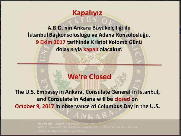 ABD Büyükelçiliğine Kristof Kolomb günü tatili