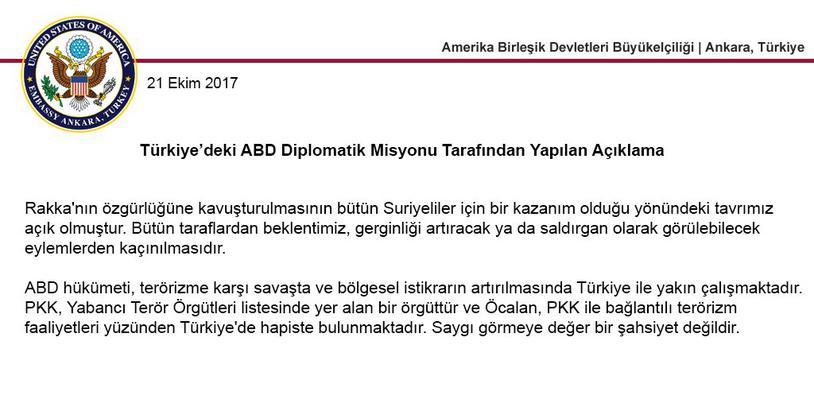 Türkiye'nin tepkisi ABD'ye açıklama yaptırdı