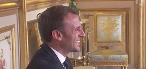 Emmanuel Macron'un köpeği şömineye işedi
