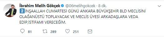 Melih Gökçek cumartesi günü istifa edecek
