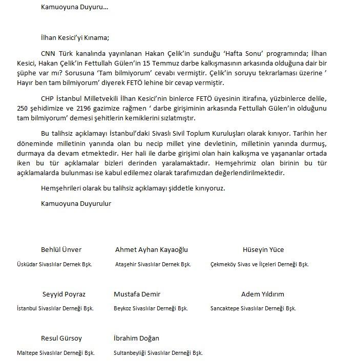 İlhan Kesici'ye en büyük FETÖ tepkisi memleketinden