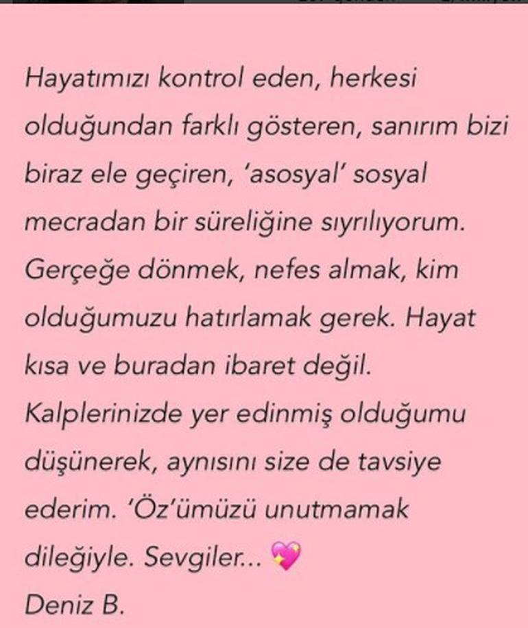 Deniz Baysal da sosyal medyaya küstü