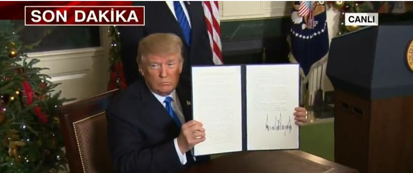 Trump Kudüs'ü İsrail başkenti olarak resmen tanıdı