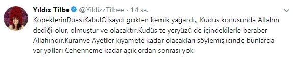 Yıldız Tilbe'den Kudüs tepkisi
