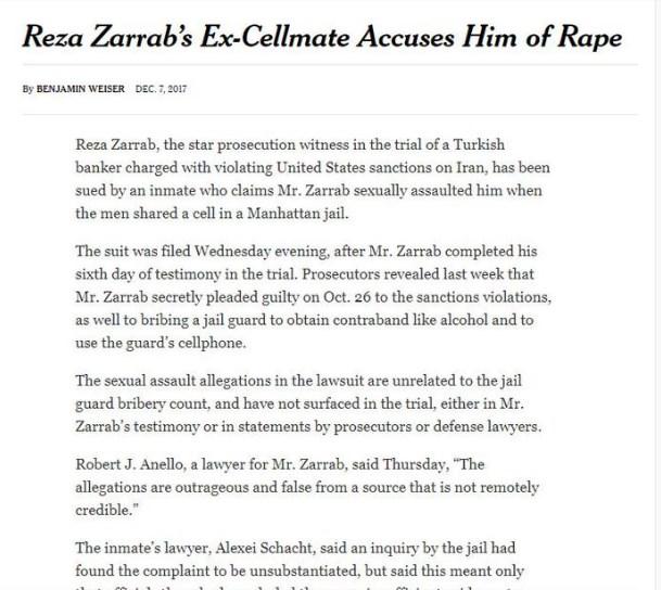 Reza Zarrab hücre arkadaşına tecavüz etti