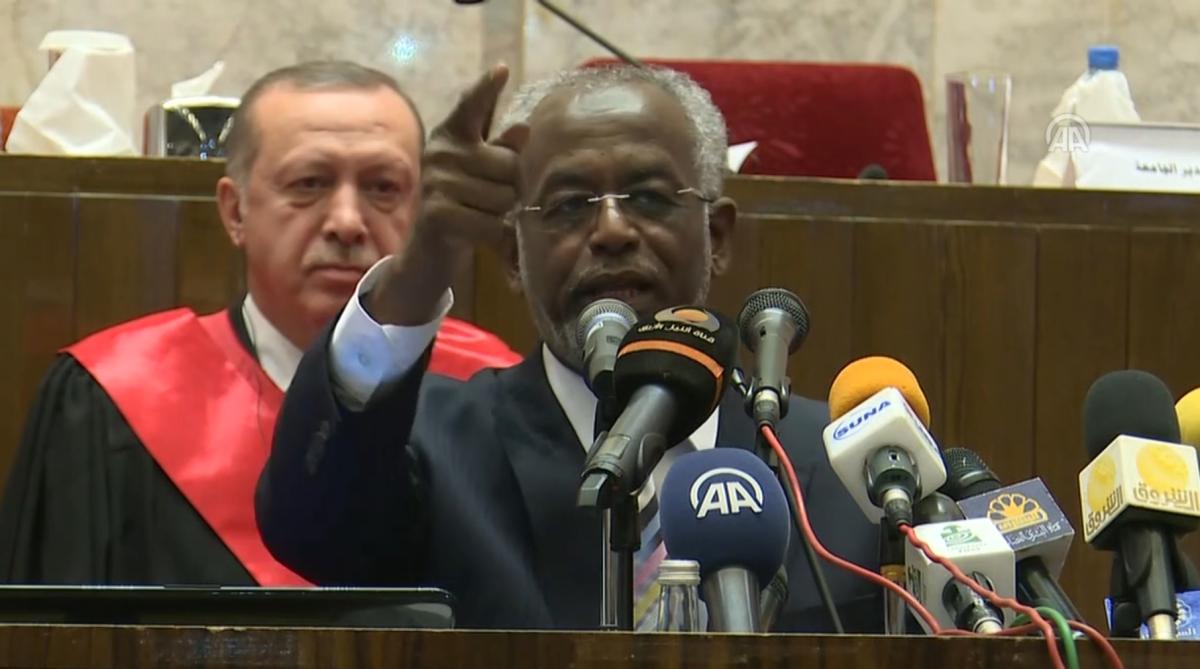 Hartum Üniversitesi Rektörü'nün Erdoğan takdimi