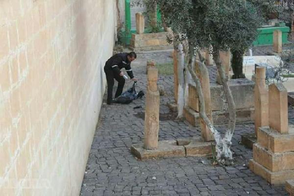 Cami avlusunda kesik bacak bulundu
