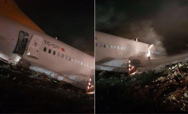 Trabzon Havalimanı'nda yolcu uçağı pistten çıktı