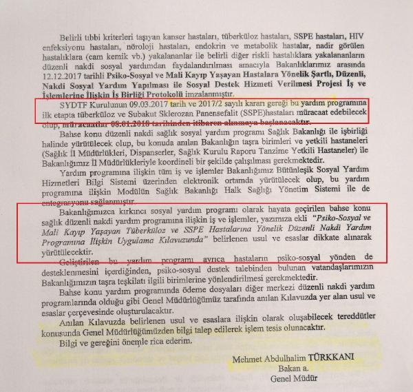 Verem ve SSPE hastalarına ayda 1683 TL verilecek