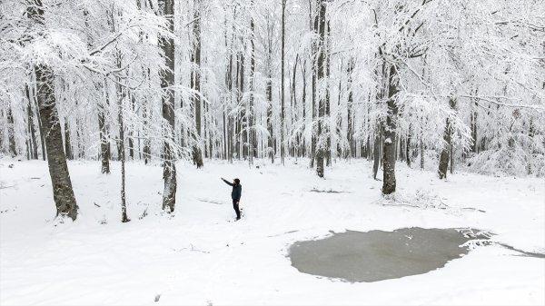 Kar yağışı Kastamonu'ya çok yakıştı