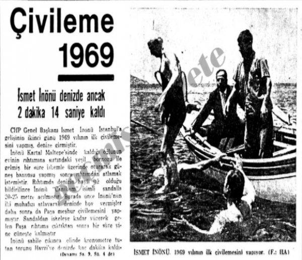 İsmet İnönü'nün yüzmeyi öğrenmesi