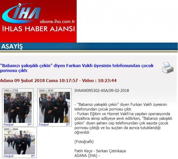 Furkan Vakfı üyesinin telefonundan çocuk pornosu çıktı