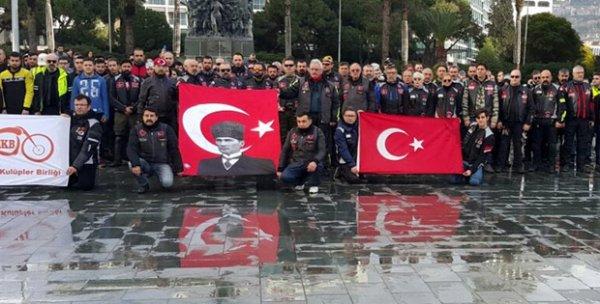 Motosikletçilerden şehitler ve Mehmetçik için saygı sürüşü