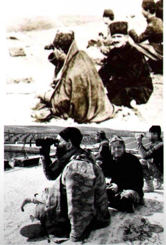 Zeytin Dalı Harekatı'nda Mehmetçik'ten Atatürk pozları