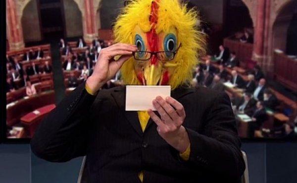 Macaristan'da tavuk kostümüyle seçim konuşması