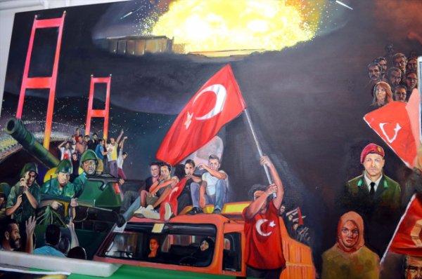 Yağlı boya tablolarıyla 15 Temmuz