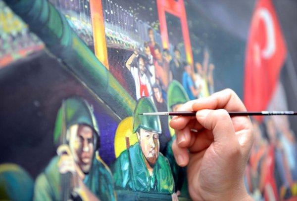 Yağlı boya tablolarıyla 15 Temmuz