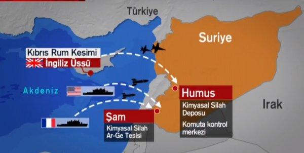Suriye'ye kimyasal harekatın haritaları