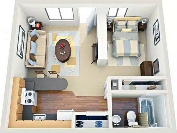 Stüdyo daire dizaynı