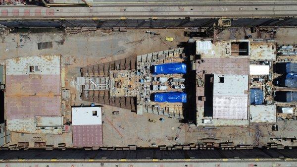 TCG Anadolu havadan görüntülendi