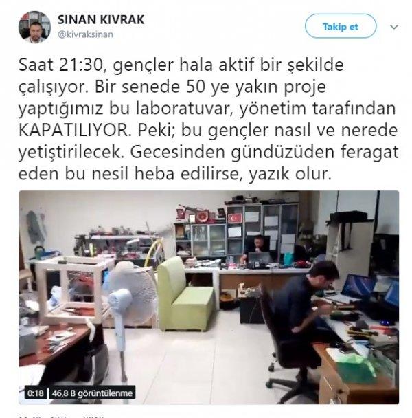 Bakan Varank, Ar-Ge laboratuvarının kapanmasını engelledi