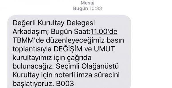 CHP'de delegelere gönderilen kurultay SMS'i
