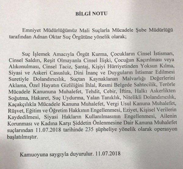 Adnan Oktar'a yöneltilen suçlamalar