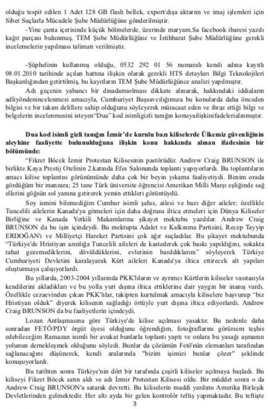 ABD`li papaz Brunson'un yargılanma gerekçesi