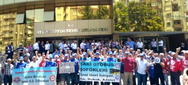 Aydın'da işçiler CHP'li belediyeyi protesto etti
