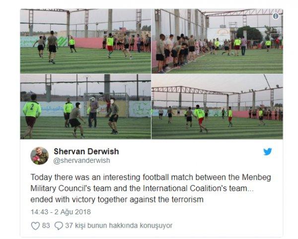 ABD Menbiç'te teröristlerle halı saha maçı yaptı