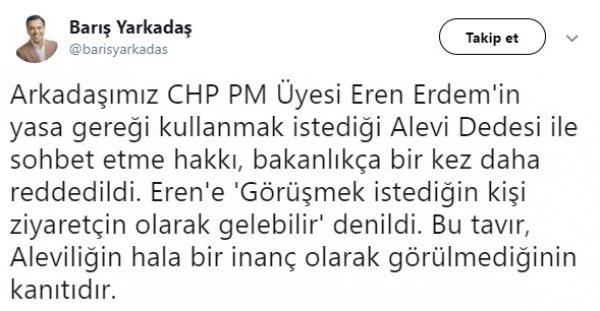 Eren Erdem'in Alevi dedesiyle görüşme isteği
