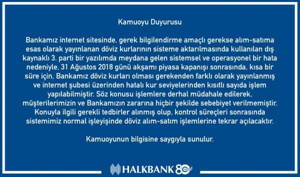 Sistem bozuldu, dolar düşük gözüktü: Halkbank'tan açıklama