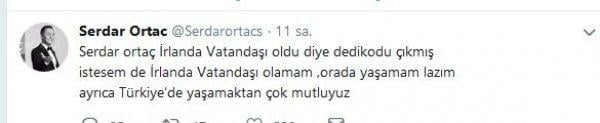 Serdar Ortaç'tan İrlanda açıklaması