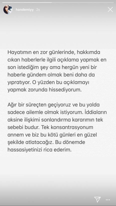 Hande Erçel ayrılık nedenini açıkladı