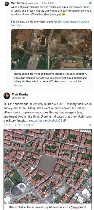 Yandex, Türkiye ve İsrail'deki askeri gizli tesisleri ifşa etti