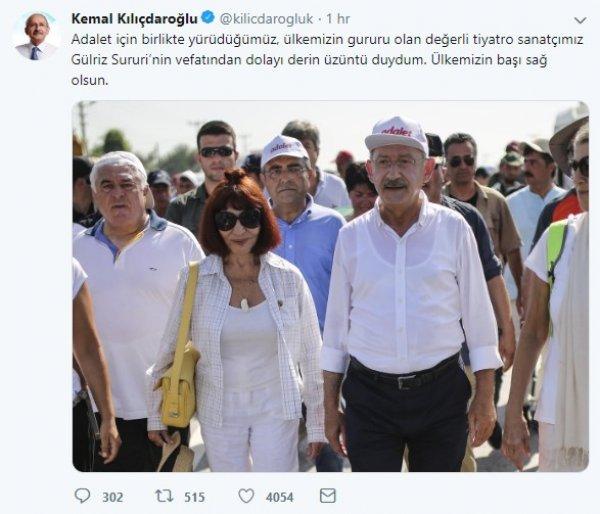 Kılıçdaroğlu'ndan Sururi için taziye mesajı