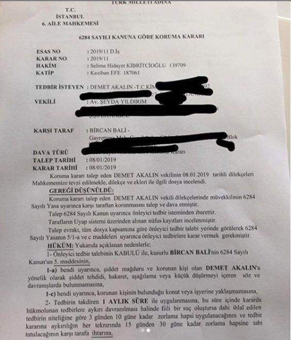 Demet Akalın'dan Bircan Bali'ye tedbir kararı