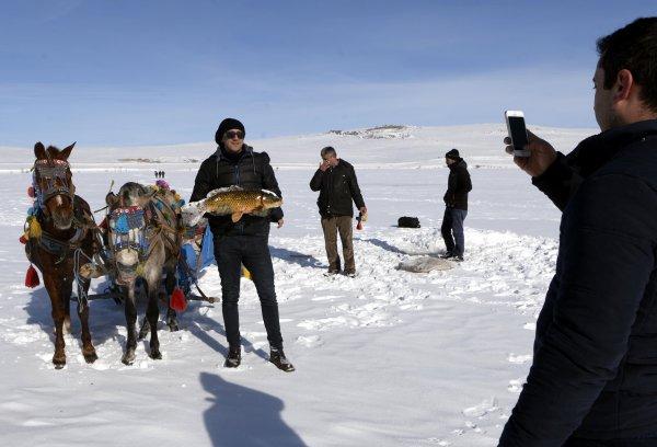 Çıldır Gölü'nde sezonun en büyük balığı